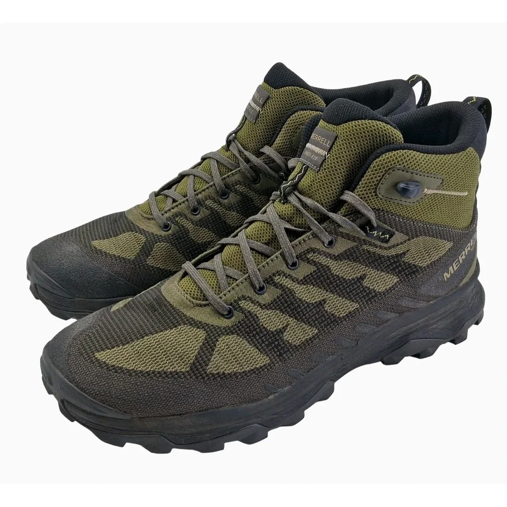 Merrell Speed Eco Hiking Boots Mens Size 12 Green Waterproof Trail Ankle Combat